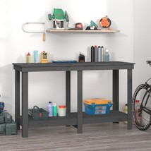 Work Bench Grey 140x50x80 cm Solid Wood Pine - £64.46 GBP