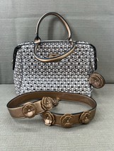 Brangio Italy Handbag Creme &amp; Bronze Heart Double Layer  Purse New - $517.88 MXN