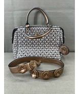 Brangio Italy Handbag Creme &amp; Bronze Heart Double Layer  Purse New - $517.88 MXN