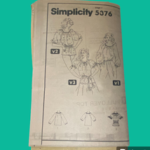 Simplicity 5376 Top Pattern Miss 14-16 1981 Uncut No Envelope Peasant Co... - £7.74 GBP