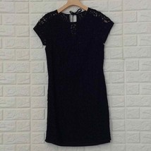 LOFT black midnight blue lace short sleeve dress - £36.87 GBP