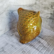 Ceramic Owl Figurine, Olive Green color, Decorative Accent, Fall Decor, bird image 3