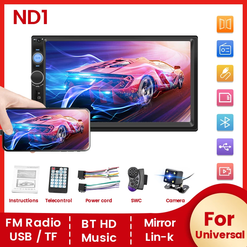 Navifly ND1 2 din Car Radio 7&quot; HD Touch Screen Autoradio Multimedia Player - £30.59 GBP+