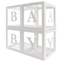 Baby Boxes With Letters For Baby Shower, White Clear Balloon Box Blocks Gender R - £14.38 GBP