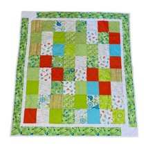 Vintage Patchwork Handmade Baby Toddler Quilt Bug Theme 48X 44 Catepillar Snail - £59.95 GBP