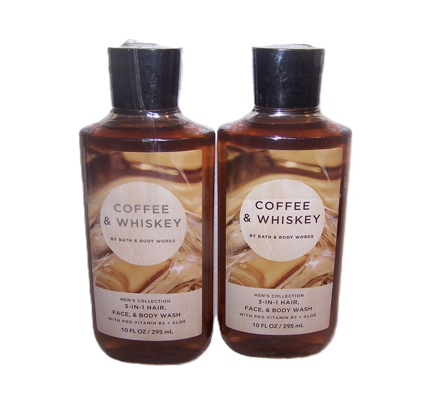 Coffee & Whiskey Hair Face & Body Wash Bath & Body Works 10 oz Lot of 2