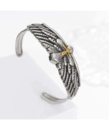 Adjustable Vintage Eagle Feather Cross Mens Bracelet - $28.73 CAD