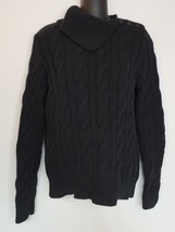 Lauren Ralph Lauren Womens Chunky Cable Knit Sweater Large Black Turtleneck - £23.69 GBP