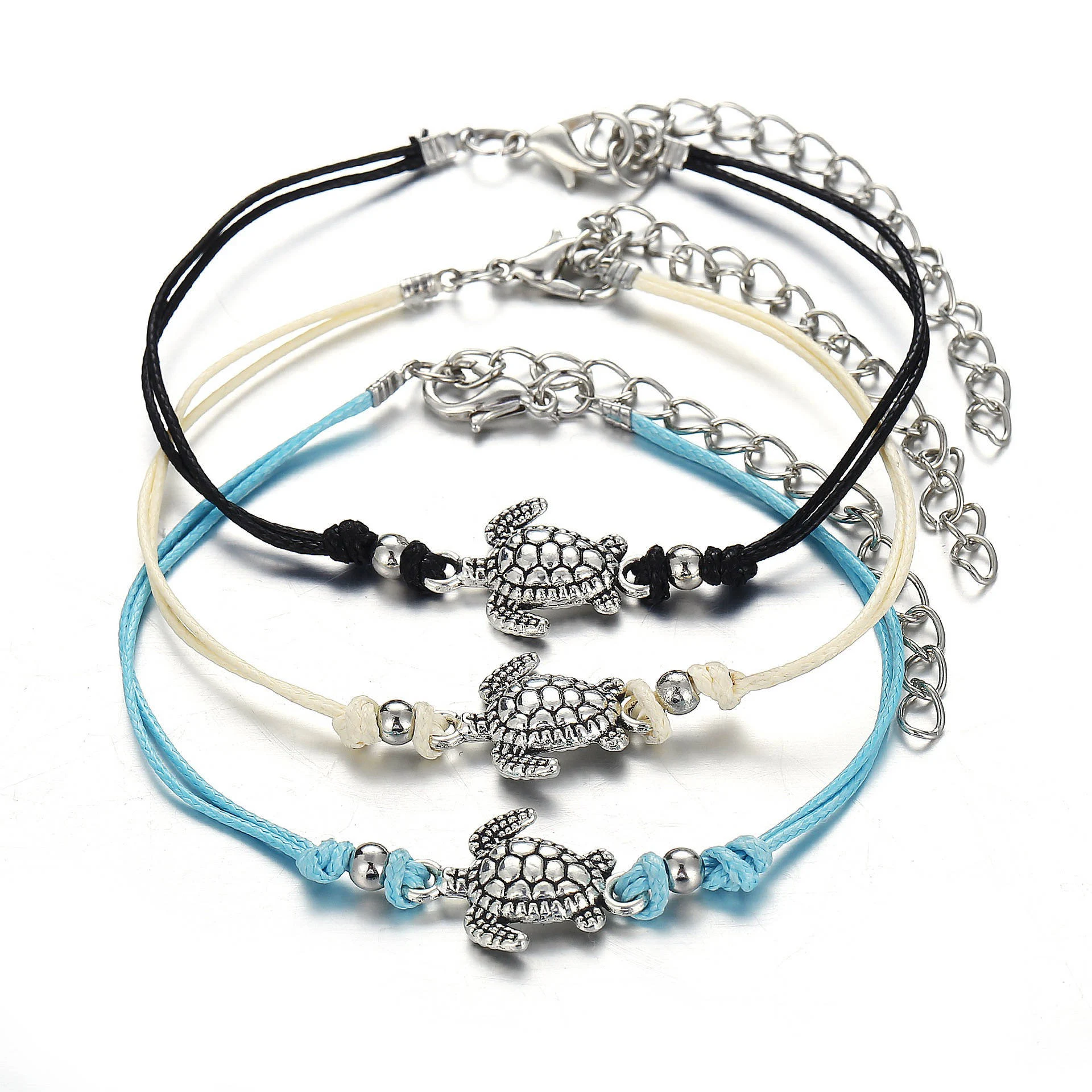 Sea Turtle Ankle Bracelet - Waterproof Wax Nylon Cord - Adjustable - Bangle - $6.84 CAD
