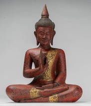 Ancien Style Khmer Cambodge Assis Bois Statue De Bouddha Enseignement Mudra - $901.23