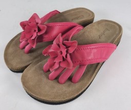 Wellrox Leather Toe Separator Sandals Pink US Size 8 M Flower Accent - $59.38