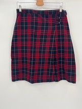 Lands&#39; End Plaid Straight Skirt Sz 6 Black Red Preppy Classic - £18.49 GBP