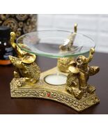 Ebros Feng Shui Golden Thai Buddha Elephants Trumpeting Candle Oil Warme... - $494.20 MXN
