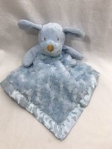 Blankets &amp; Beyond Blue Plush Puppy Dog Security Blanket Satin Trim Minky - $14.50