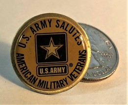 U.S. Army Salutes American Military Veterans Round Epoxy Coat Lapel Tack Pin  - $7.49