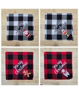 Set of 4 Dog Bandanas Merry Christmas Black Red White Plaid Check Bandana - $5.94