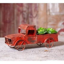 Rustic Metal Truck Planter in distressed Red - £38.36 GBP