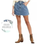 Free People Cosmico Flirt Pleated Denim Mini Skirt in Rain Size 26 Fraye... - €22,53 EUR
