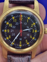 Vintage Military Type A-D Watch Men Gold Tone Spec MIL-W-6433 Japan - £28.71 GBP