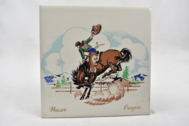 Vintage H &amp; R Johnson Ceramic Tile Wasco Oregon Rodeo 6” X 6” - £39.43 GBP