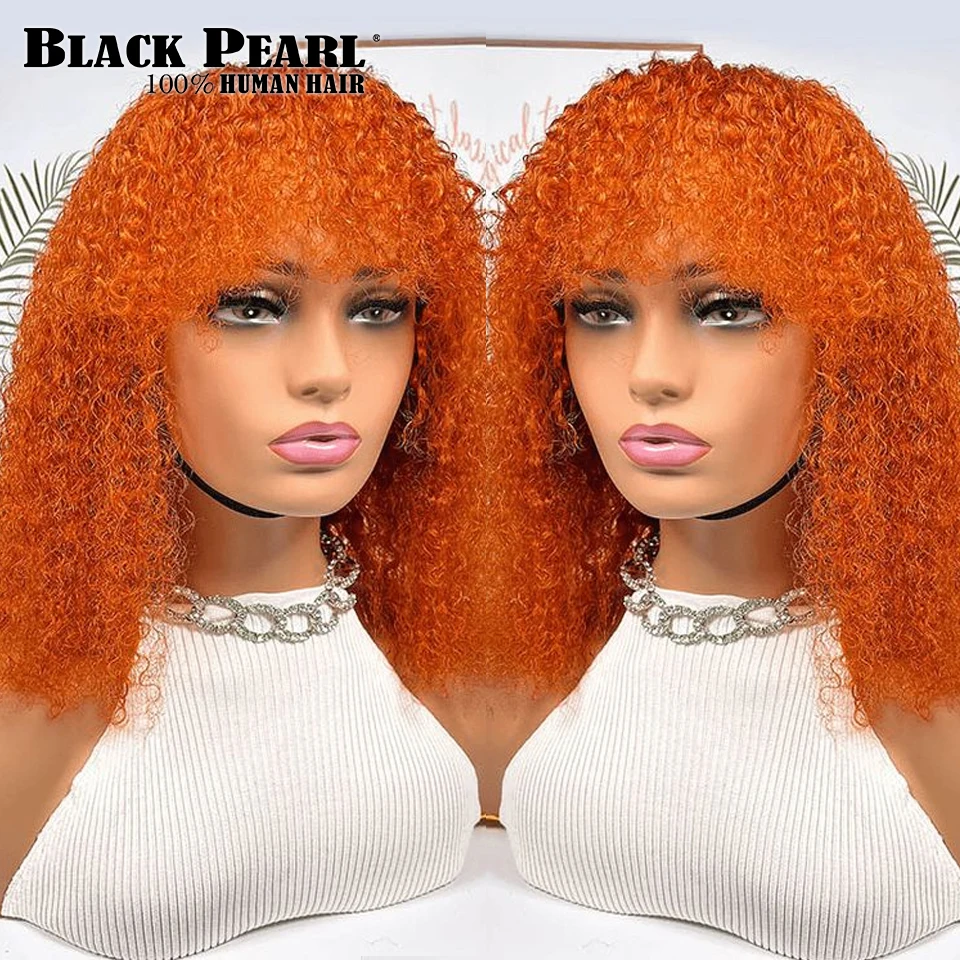 Ginger Orange Wig Jerry Curly Short Pixie Bob Cut Human Hair Wigs With Bangs N - £39.68 GBP+