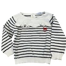 Jacadi Paris Baby Striped Ruffle Sweater With Red Embroidery 18M Damaged - €4,12 EUR