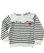 Jacadi Paris Baby Striped Ruffle Sweater With Red Embroidery 18M Damaged - $4.80