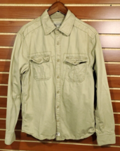Men&#39;s AERO Workwear Button Front Overshirt Distressed Shirt Jacket Khaki... - $27.71