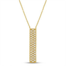 10kt Yellow Gold Womens Round Diamond Vertical Bar Necklace 1/4 Cttw - £338.52 GBP