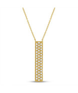 10kt Yellow Gold Womens Round Diamond Vertical Bar Necklace 1/4 Cttw - £338.52 GBP