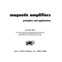 Magnetic Amplifiers: Principles and Applications by John F. Rider 1960 P... - $17.04