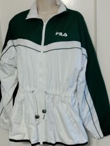 Vintage 90s FILA Jacket Women&#39;s Large White Cinch Waist - £15.75 GBP