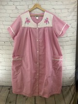 Anthony Richards Vintage Nightgown MuuMuu Pink White Stripe Snap Up Womens Sz 2X - $29.69