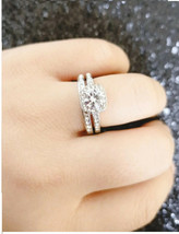 2PC Bridal Wedding/engagement Ring Set With Cubic Zircon Prong- size 5-12 - £21.45 GBP