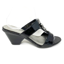 Comfort Plus Womens Black Faux Patent Leather Heel Slip on Sandal, Size 8.5 - $17.77