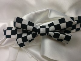 CHECKED BOWTIE  Adult or Men&#39;s Size,  Black and white Racing Flag check - $19.99