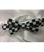 CHECKED BOWTIE  Adult or Men&#39;s Size,  Black and white Racing Flag check - £15.79 GBP