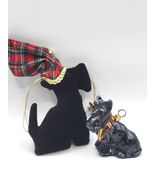 2 Scotty Terrier Puppy Dog  Christmas Tree Ornament Pet Animal Glass &amp; F... - €15,50 EUR