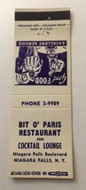 Vintage Matchbook Cover Matchcover Bit O’ Paris Restaurant Niagra Falls NY - £2.54 GBP