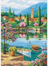 Paintworks Acrylic Paint by Number, 73-91661 Village Lake Afternoon, 14&quot;... - £19.94 GBP