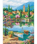 Paintworks Acrylic Paint by Number, 73-91661 Village Lake Afternoon, 14&quot;... - £19.61 GBP