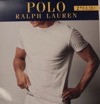 2 POLO RALPH LAUREN MENS 1XL 2XL BLUE WHITE COTTON CREW T-SHIRTS UNDERSHIRT - $39.80