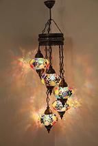 5 Globes Mosaic Chandelier Turkish Mosaic Lamp Moroccan Mosaic Lighting Hanging  - £96.52 GBP