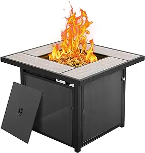 Propane Fire Pit Table, 32 Inch Square Outdoor Gas Fire Pits Clearance 5... - £318.66 GBP