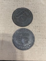 2-1942 ~ Netherlands ~ WWII ~ 10 Cent piece ~ Vintage Zinc Coins - £2.33 GBP