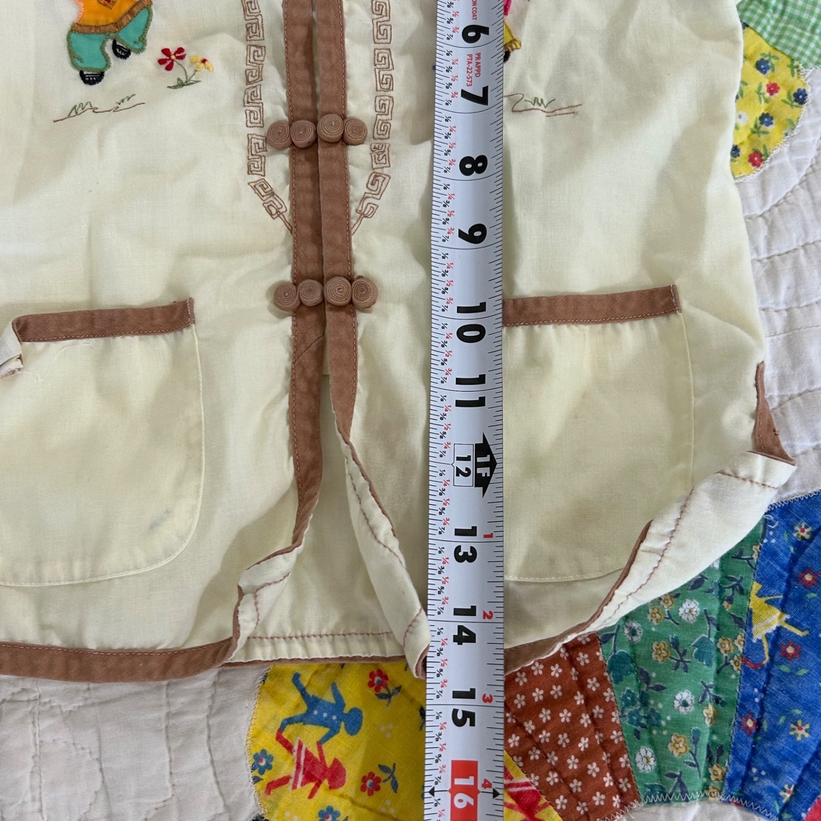 Vintage Plum Blossoms Size 2T Asian Chinese Embroidered Child’s Kimono 2pc Set Item image 7