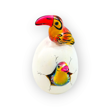 Hatched Egg Pottery Bird Pink Toucan Orange Duck Mexico Hand Painted Signed 244 - £11.66 GBP