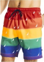 Nautica Mens 8 inch Rainbow Pride Swim Shorts - £46.30 GBP
