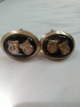 Vintage Actor Black &amp; Gold DRAMA Comedy Tragedy Men&#39;s Cuff Links Rare - £13.25 GBP
