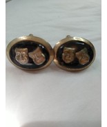 Vintage Actor Black &amp; Gold DRAMA Comedy Tragedy Men&#39;s Cuff Links Rare - £13.44 GBP